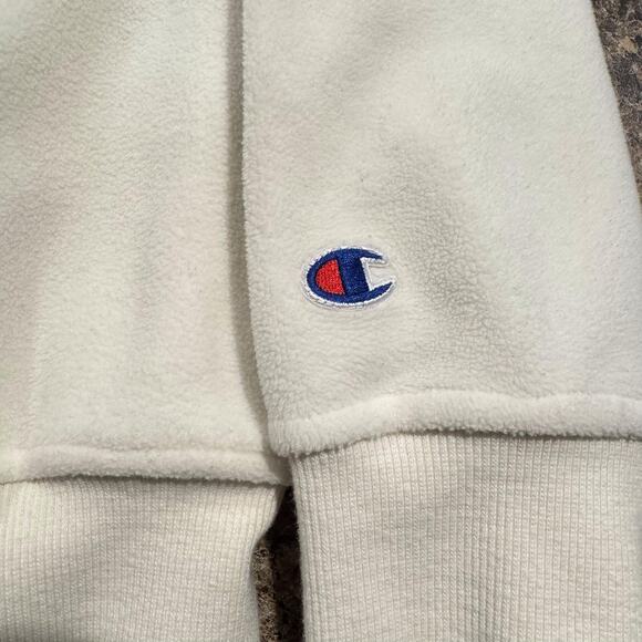 Champion Sweater Pullover Athleisure Minimalist Outdoor Cozy Fleece Ivory Small - Picture 9 of 10